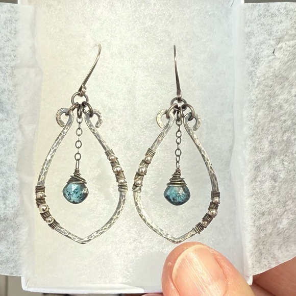 Silver and Apatite Dangle Earrings - Picture 6 of 7